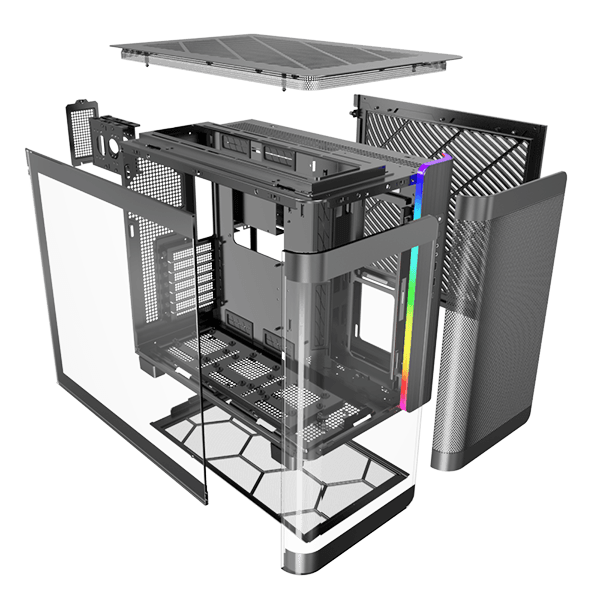 Montech King 95 ATX Case - Black/ White/ Red - Image 2