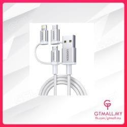 UGREEN 3-IN-1 USB-A 2.0 MULTIFUNCTION CABLE WITH BRAID 1.5M (SILVER WHITE)