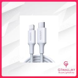 UGREEN USB-C TO LIGHTNING M/M CABLE RUBBER SHELL 60W 1M (WHITE)